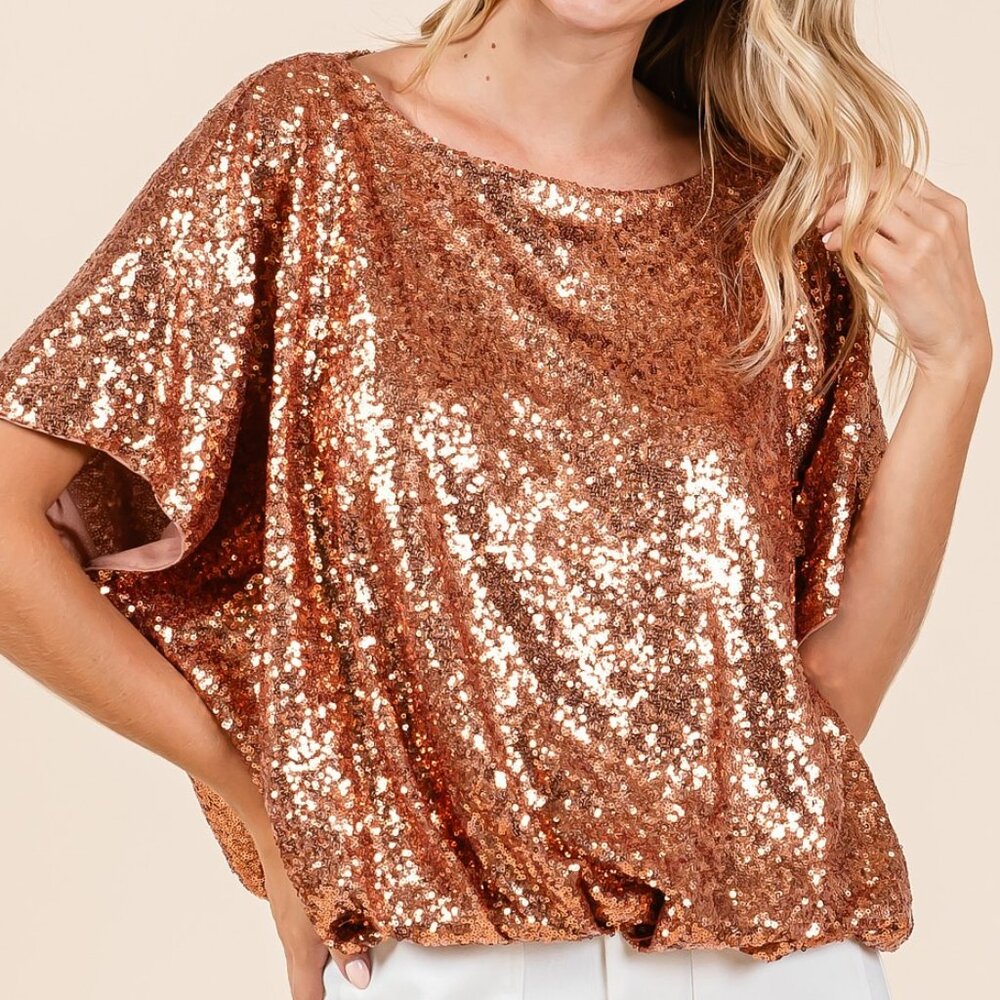 Sparkly Casual Blouse for Women, Shimmering Weekend, Party & Night Out Top with